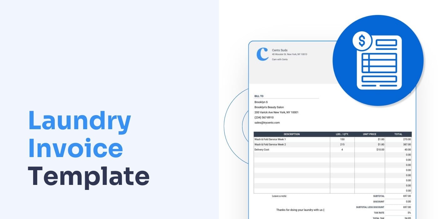 Laundry Invoice Template for Commercial Laundry