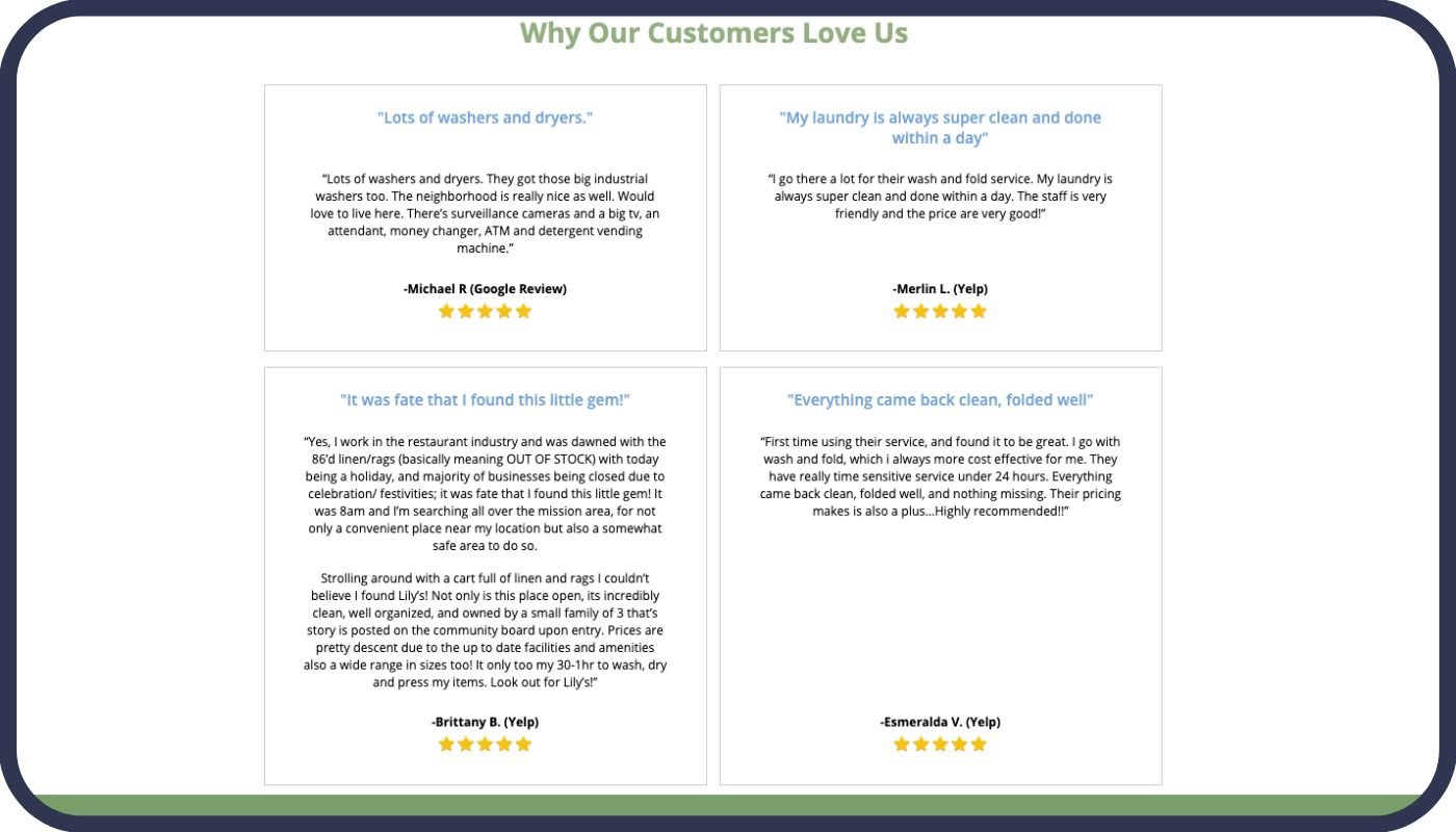 Lily Laundromat Website Preview
